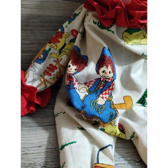 Vtg Clown Big Creepy Shelf Sitter Happy Raggedy & Andy Print Costume Handmade - Picture 4 of 10